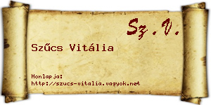 Szűcs Vitália névjegykártya